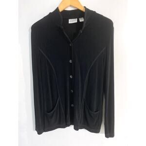 Chico’s Travelers button down sweater jacket women’s size 1 black comfort casual